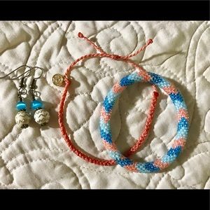 PuraVida bracelet, Sashka Co. bracelet, earrings.